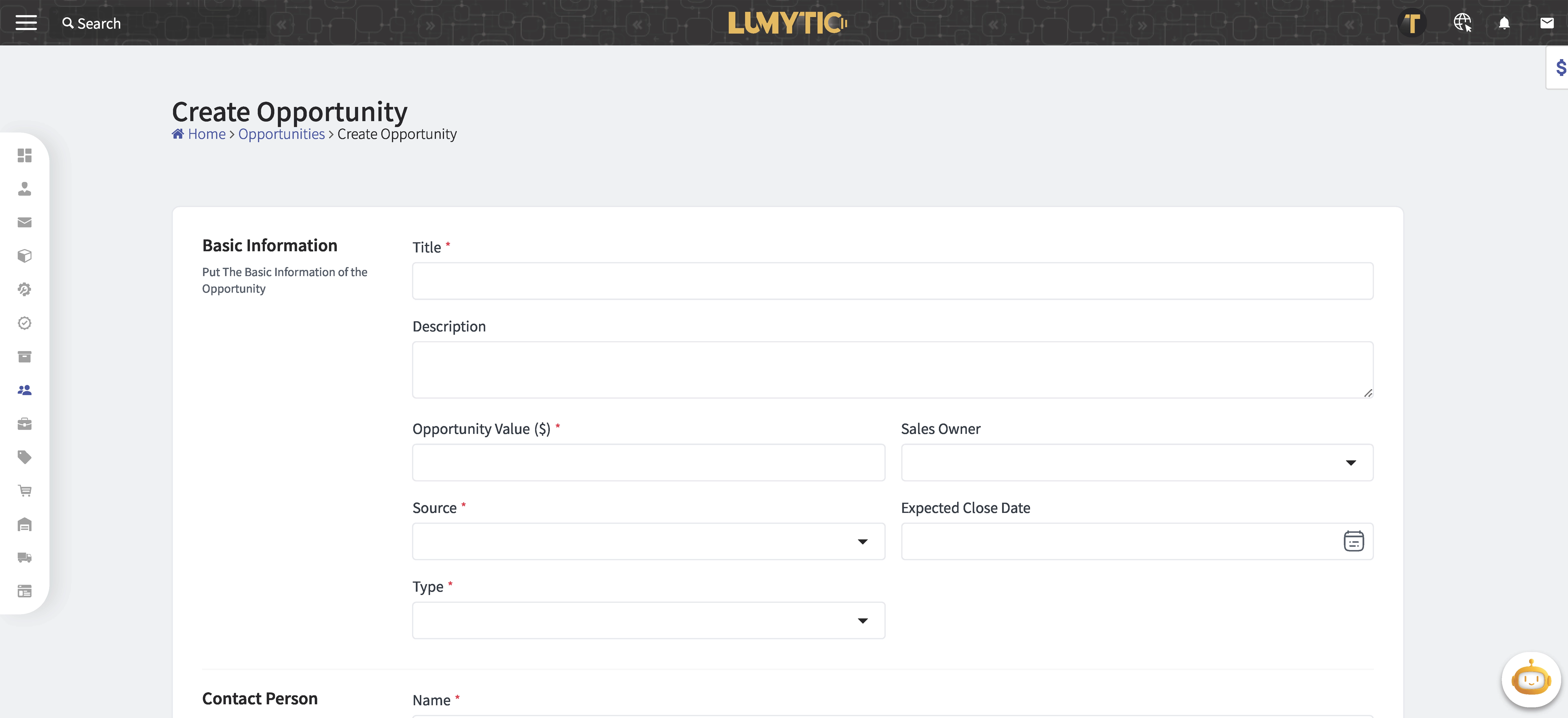 Create Opportunity Page