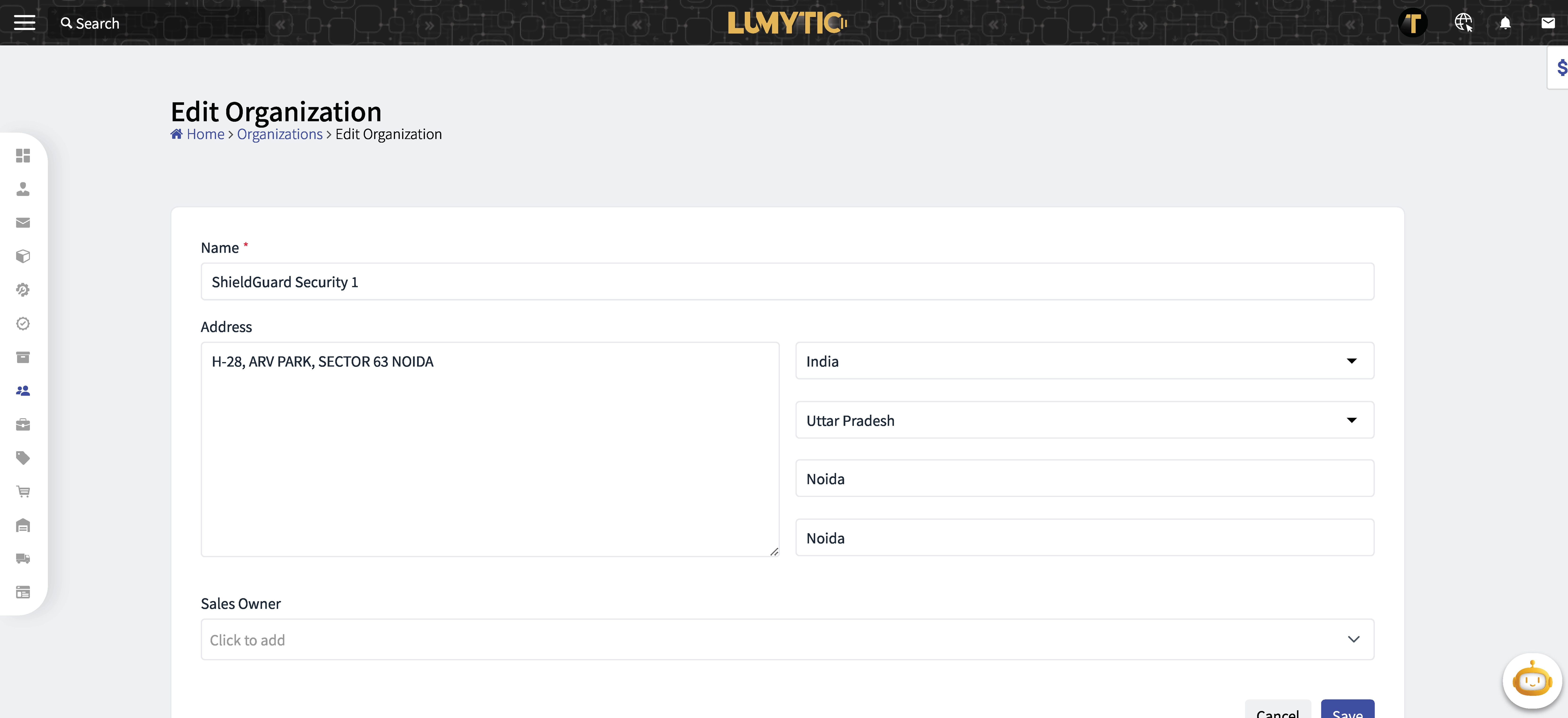 Edit Organization Page