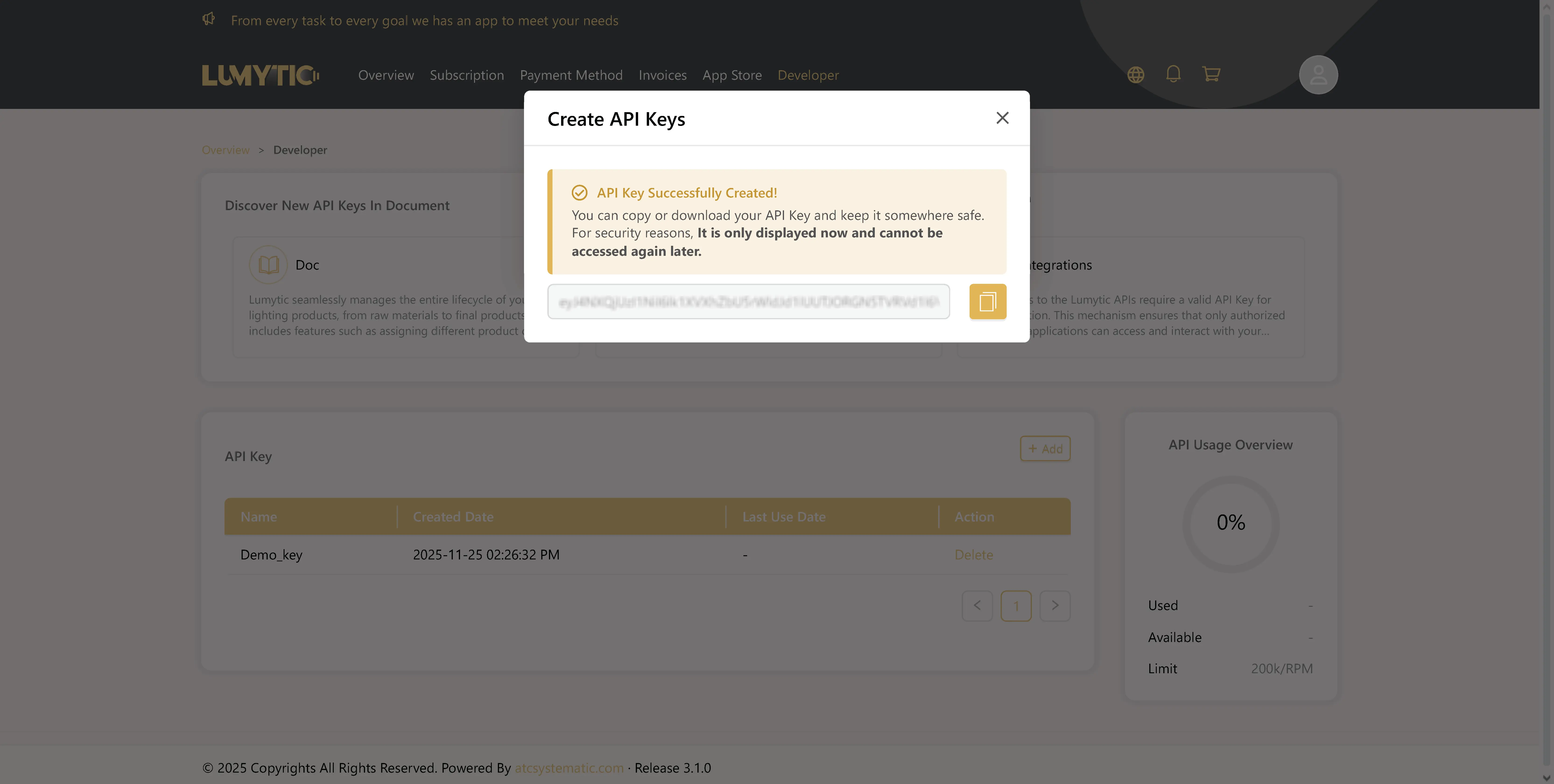 generate your api key