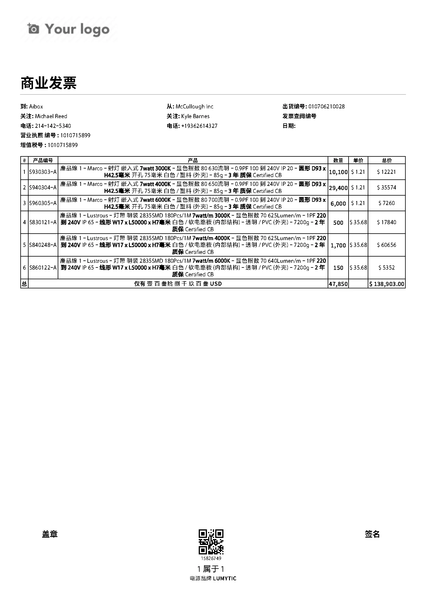 Confirm Commercial Invoice