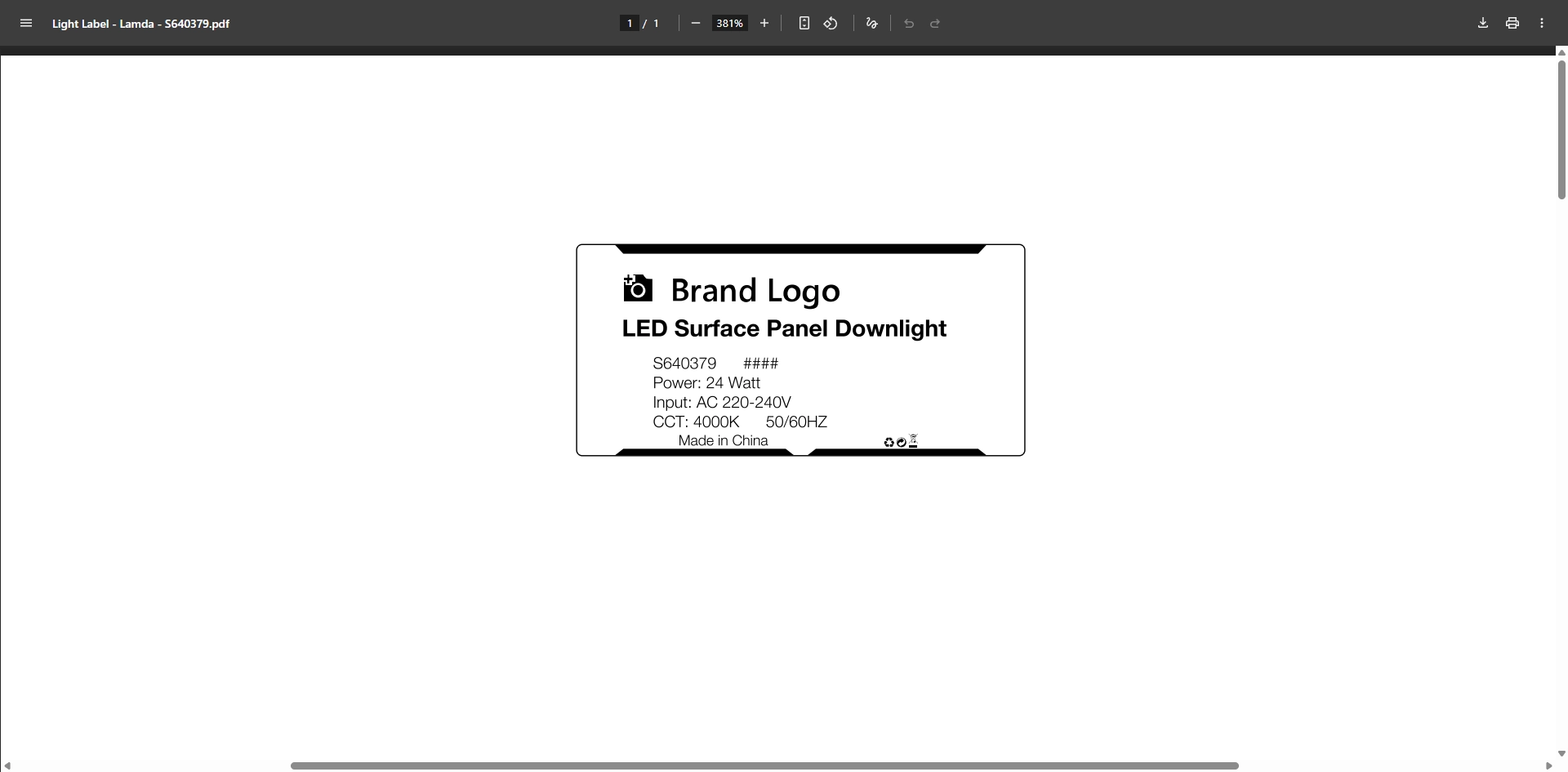 Print Product Label
